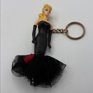 VTG Blonde Barbie 4” with Black evening Gown Doll Key Chain 1995, #701-1.